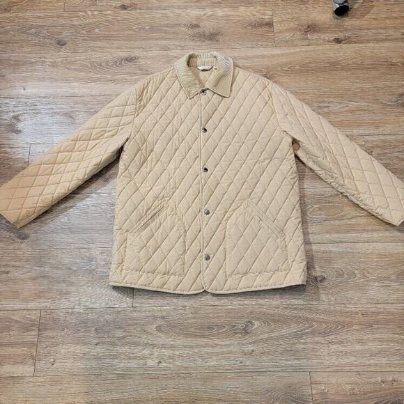 1 Madison Chore Jacket Women's Quilted Tan Sz Large Light Puffer Pockets - Picture 9 of 9